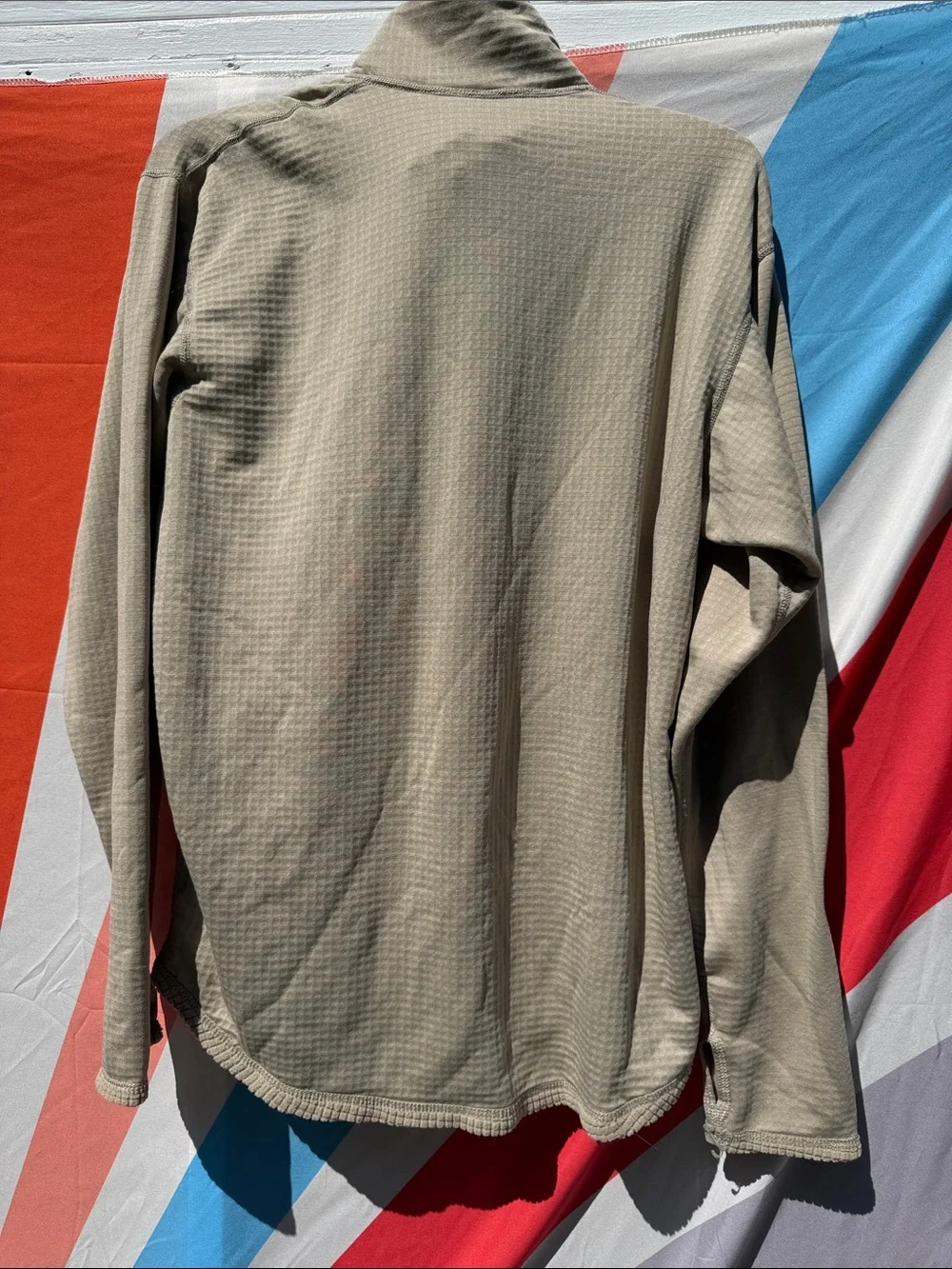 Beige Waffle Knit Quarter-Zip thermal Pullover